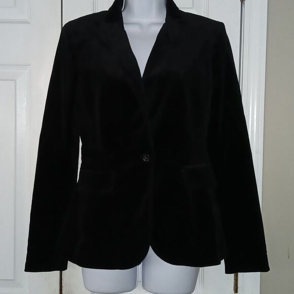 Banana Republic velvet black blazer Holiday 2012 classy dressy with pockets Sz 4 - Picture 1 of 7